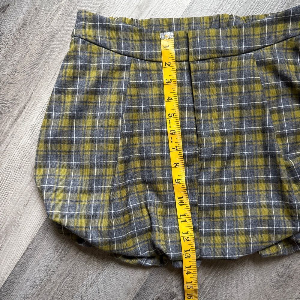 Emerson Lang Plaid Bubble Skirt Streetwear Medium Stretch Elastic Waist - Picture 10 of 11